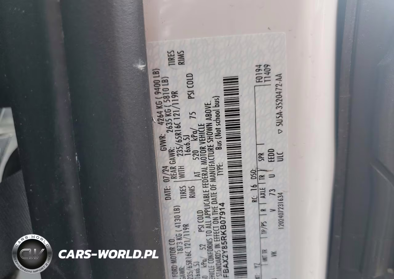 2024 Ford Transit T-350 VIN:1FBAX2Y85RKB07914 - 14