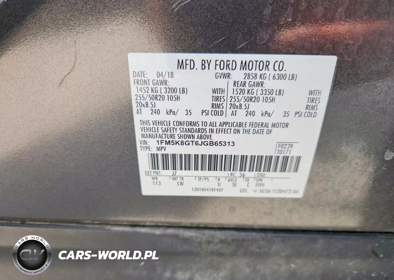 2018 Ford Explorer Sport VIN:1FM5K8GT6JGB65313 - 14