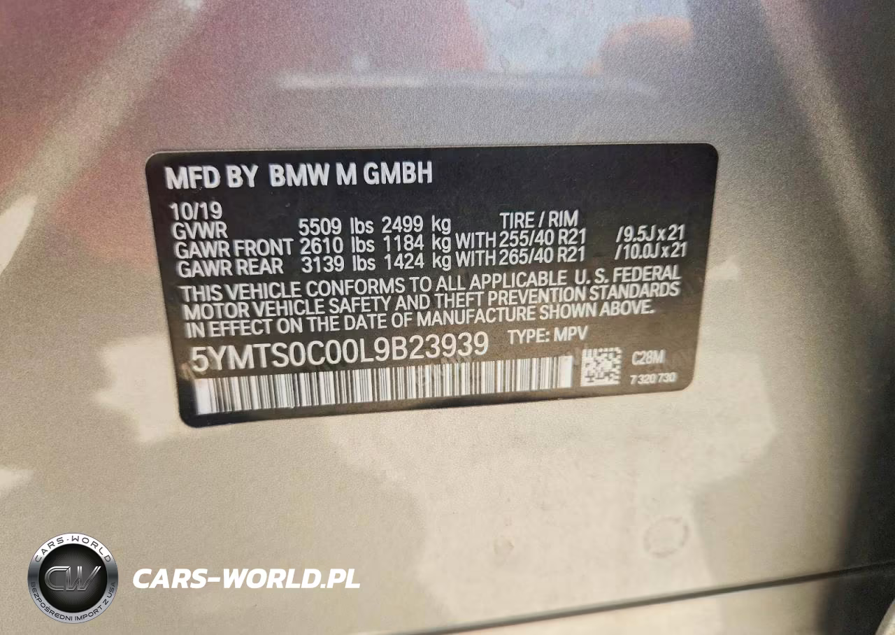 2020 BMW X3 M Competition VIN:5YMTS0C00L9B23939 - 13
