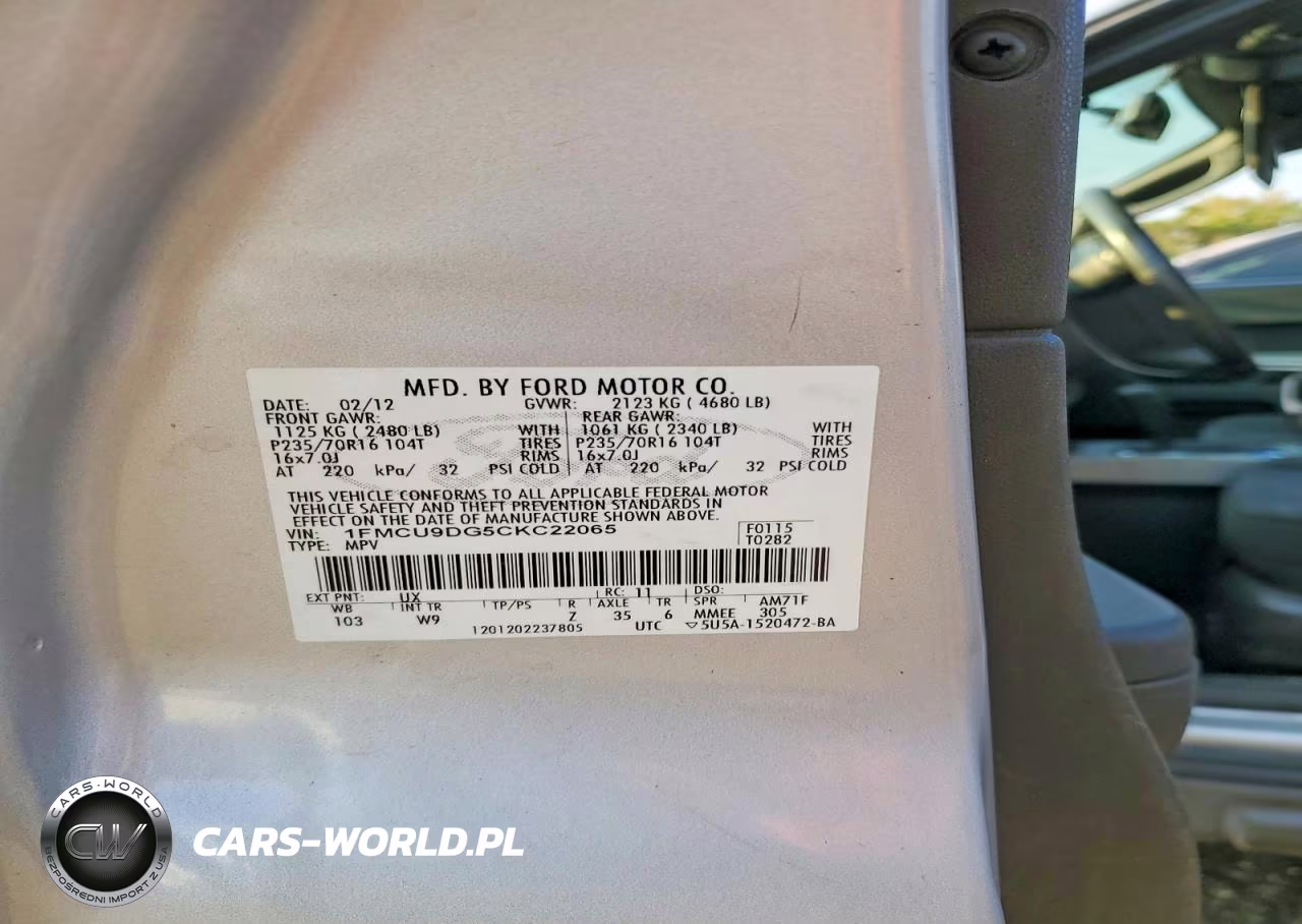 2012 Ford Escape Xlt VIN:1FMCU9DG5CKC22065 - 12
