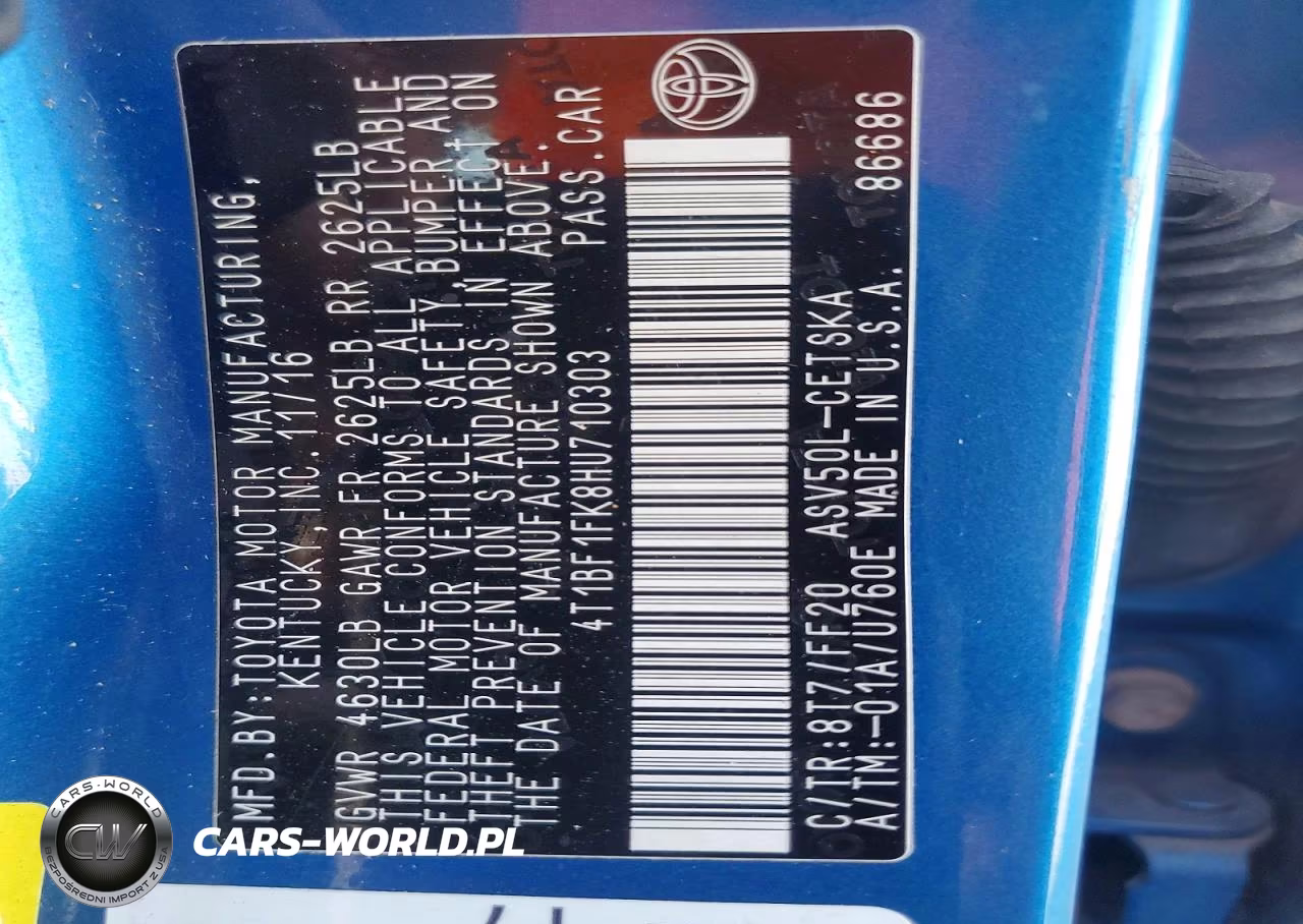 2017 Toyota Camry Se VIN:4T1BF1FK8HU710303 - 12
