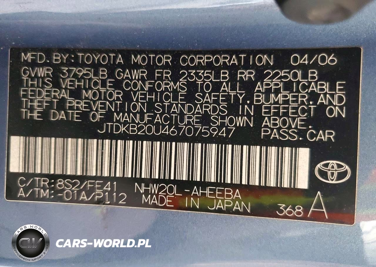 2006 Toyota Prius Base VIN:JTDKB20U467075947 - 12