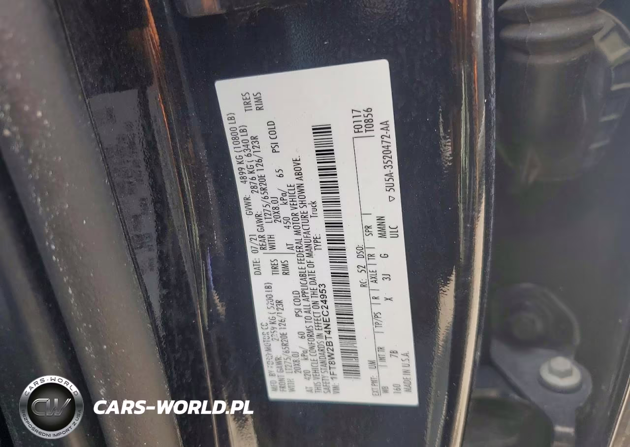 2022 Ford F250 Super Duty VIN:1FT8W2BT4NEC24953 - 12