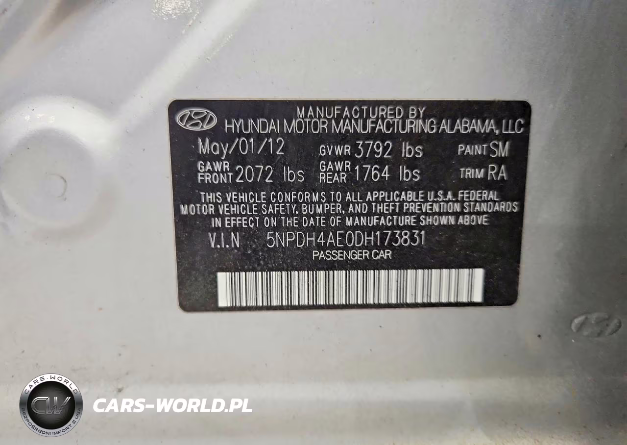 2013 Hyundai Elantra Gls VIN:5NPDH4AE0DH173831 - 12