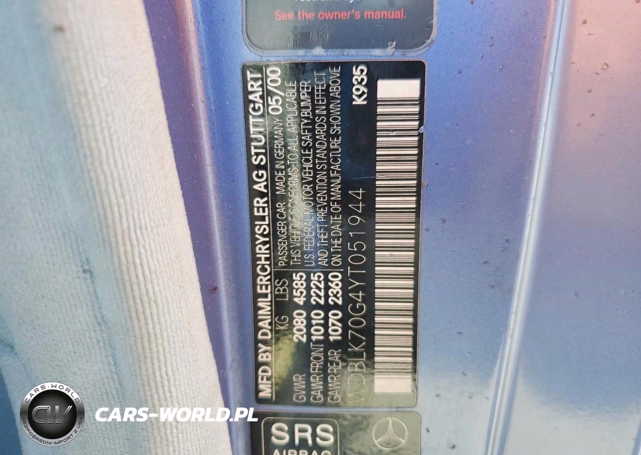 2000 Mercedes-Benz Clk 430 VIN:WDBLK70G4YT051944 - 12