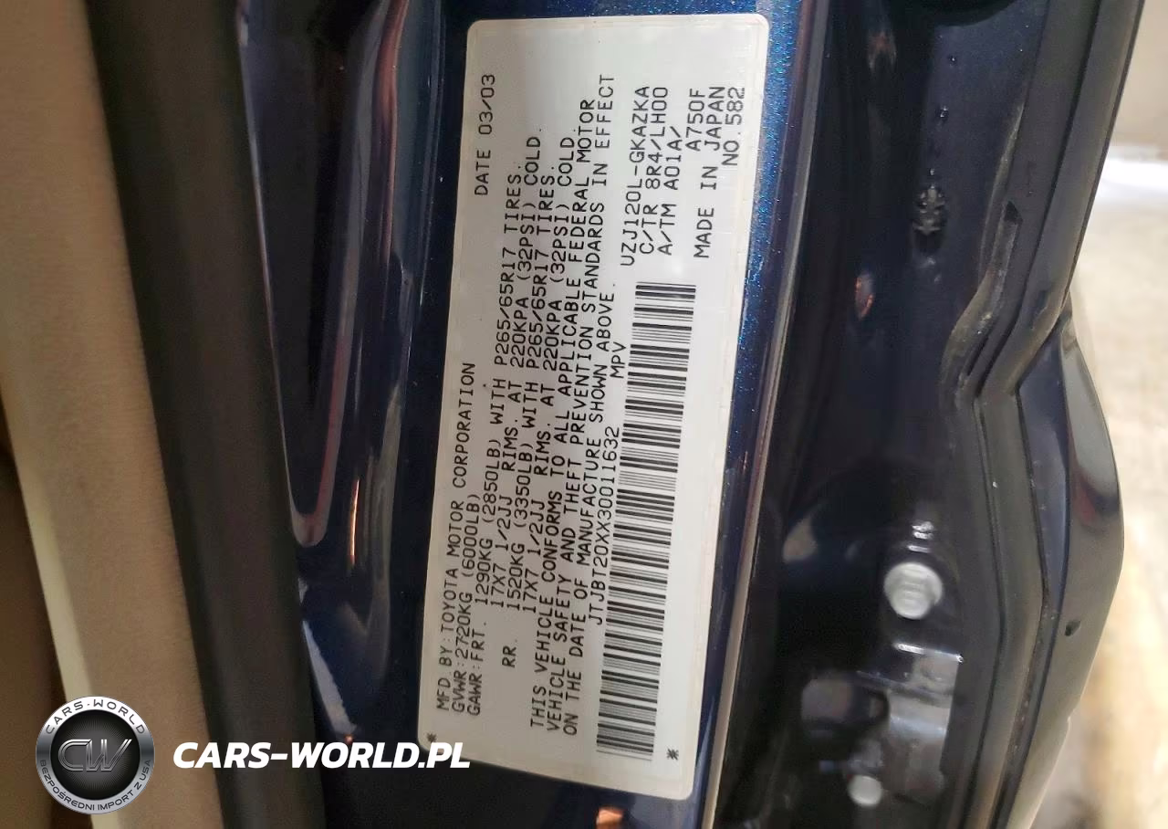 2003 Lexus Gx 470 VIN:JTJBT20XX30011632 - 13