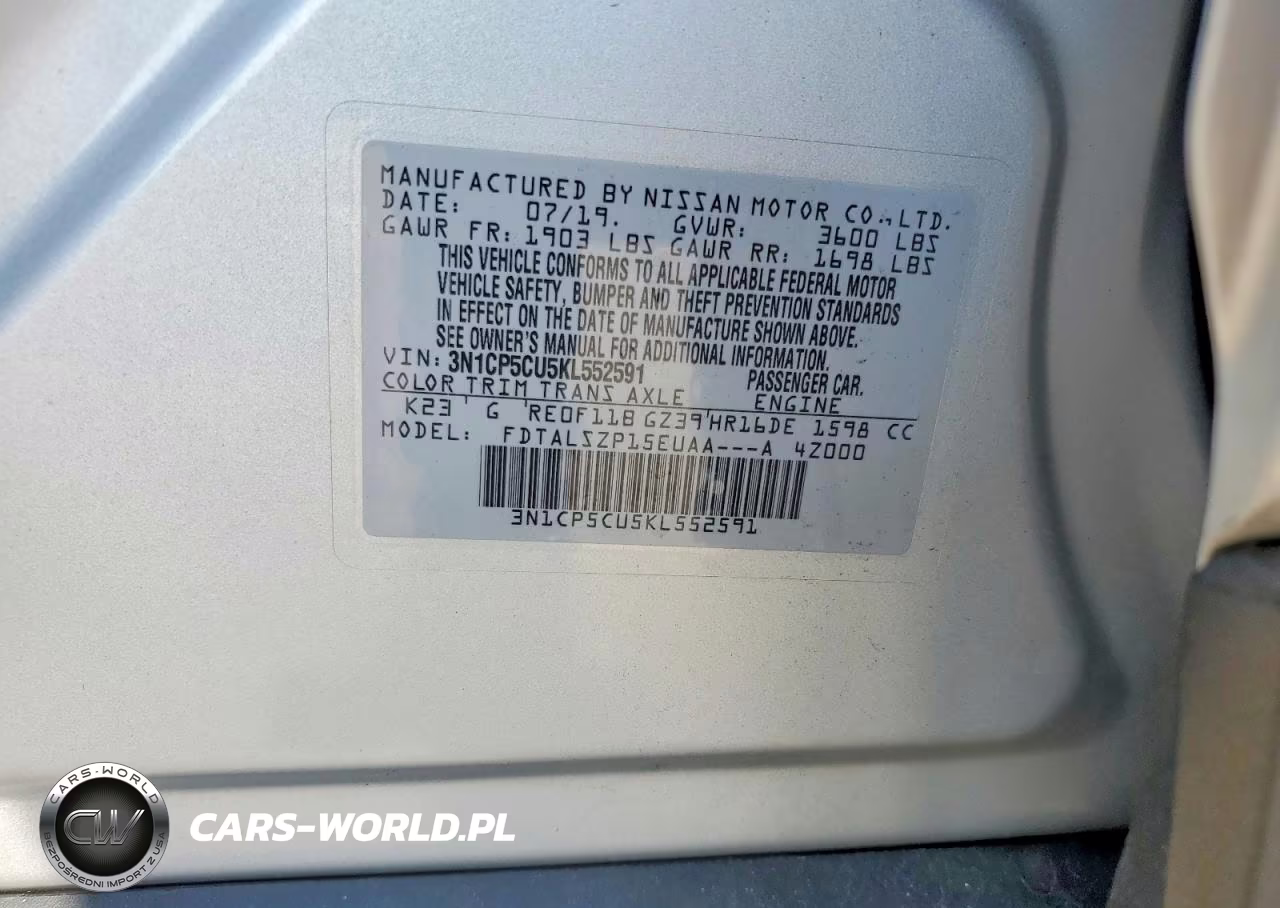 2019 Nissan Kicks Sv VIN:3N1CP5CU5KL552591 - 13