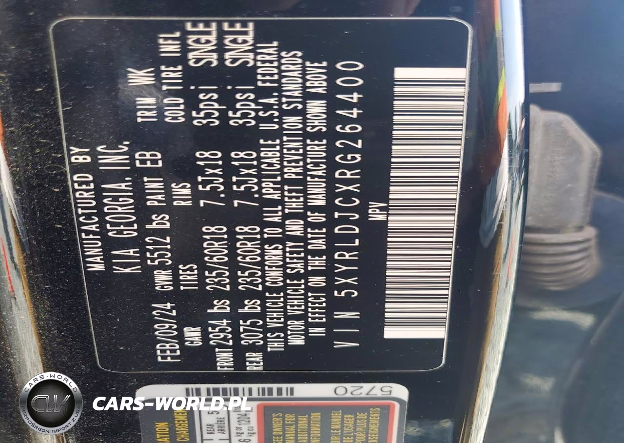 2024 Kia Sorento S VIN:5XYRLDJCXRG264400 - 13