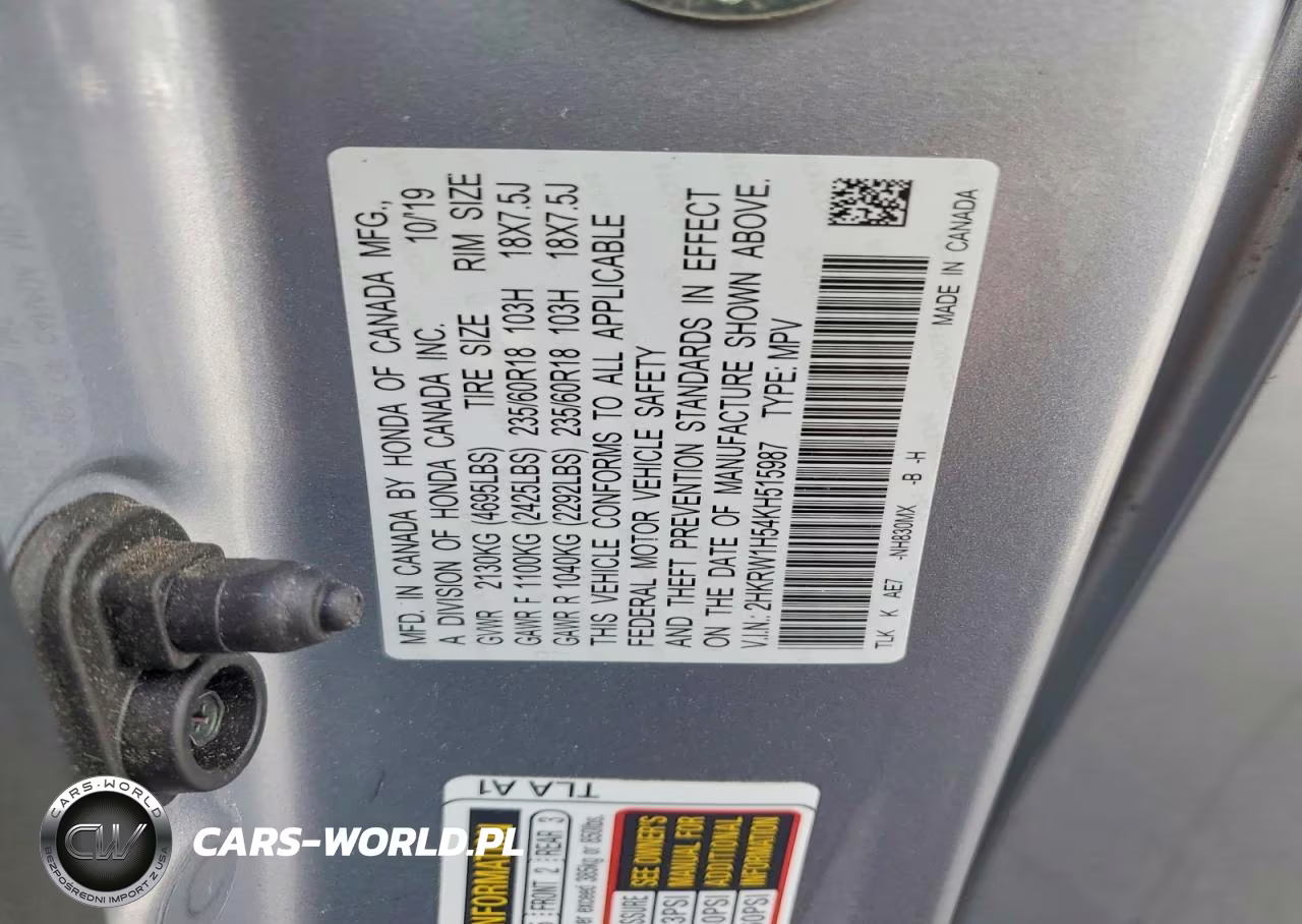 2019 Honda Cr-V Ex VIN:2HKRW1H54KH515987 - 13