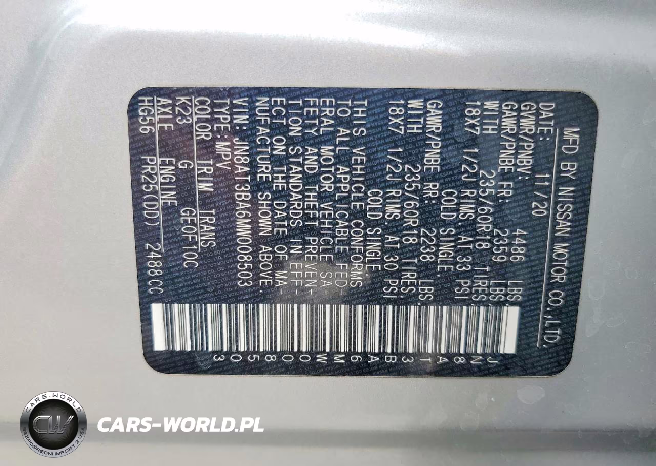 2021 Nissan Rogue Sv VIN:JN8AT3BA6MW008503 - 14
