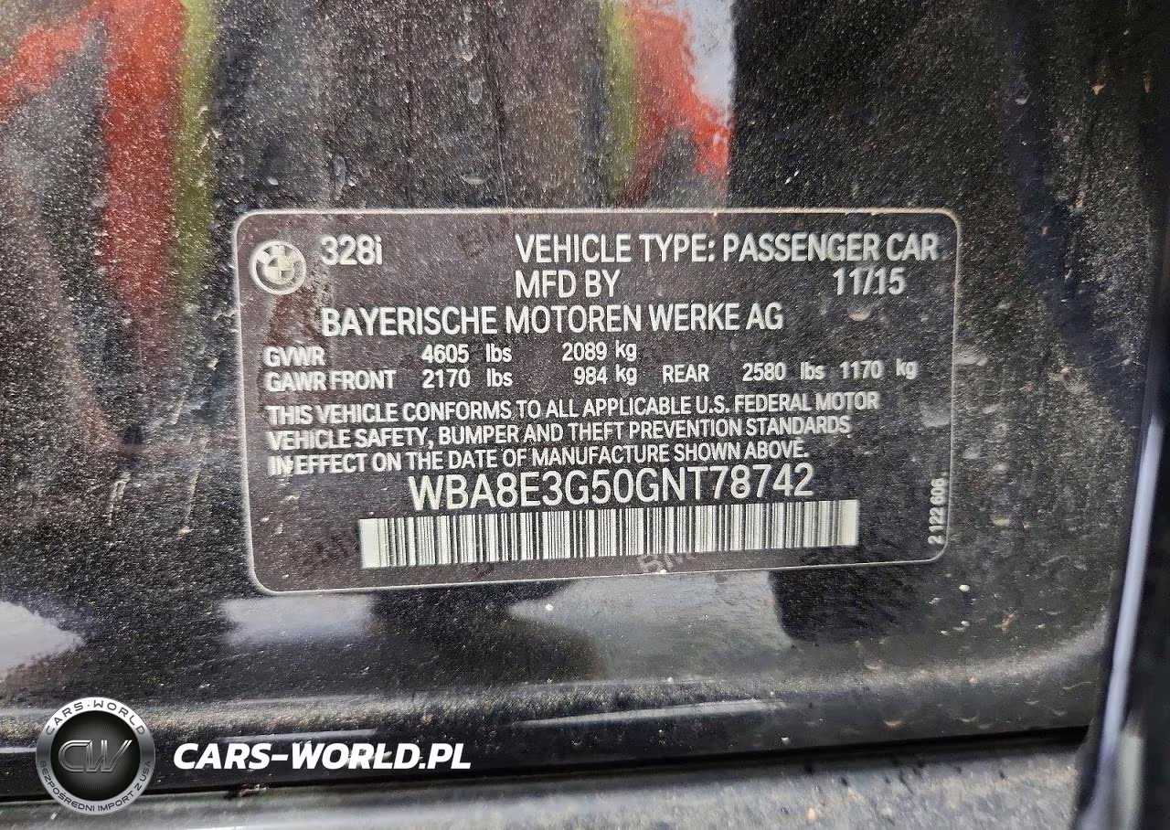 2016 BMW 328 Xi Sulev VIN:WBA8E3G50GNT78742 - 12