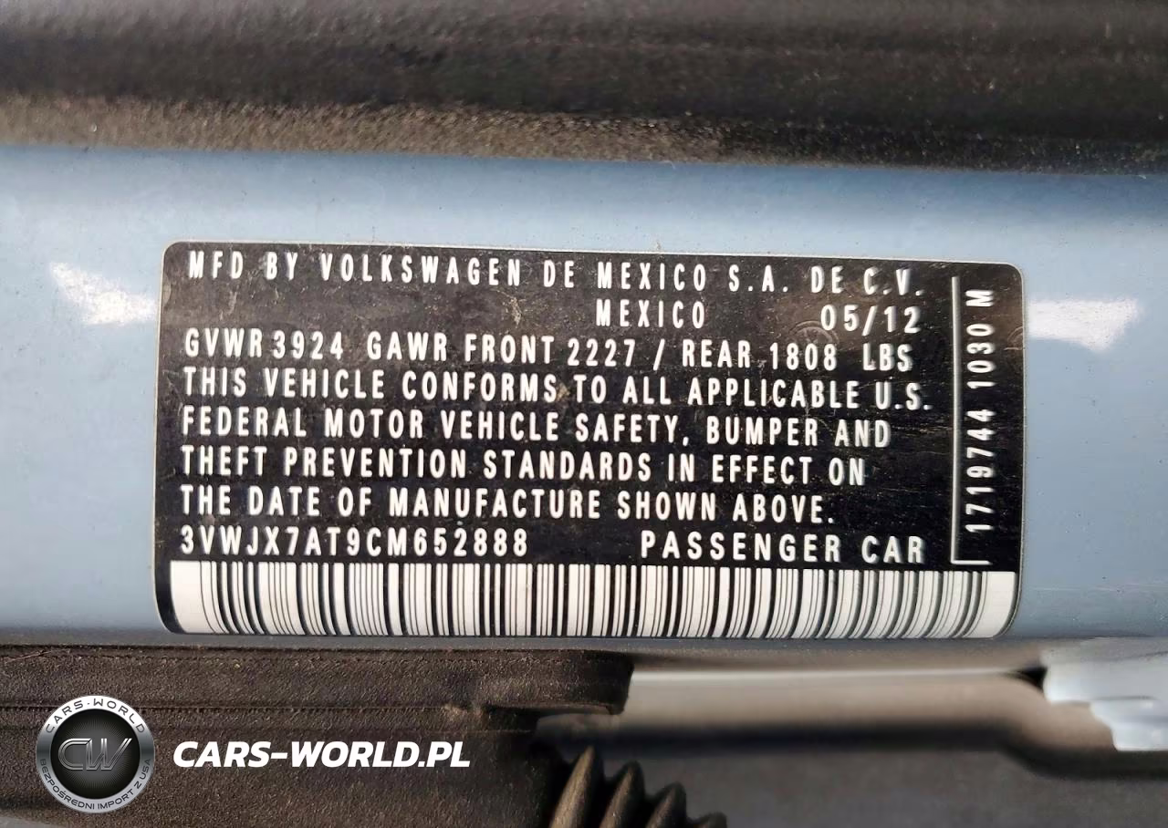 2012 Volkswagen Beetle VIN:3VWJX7AT9CM652888 - 12
