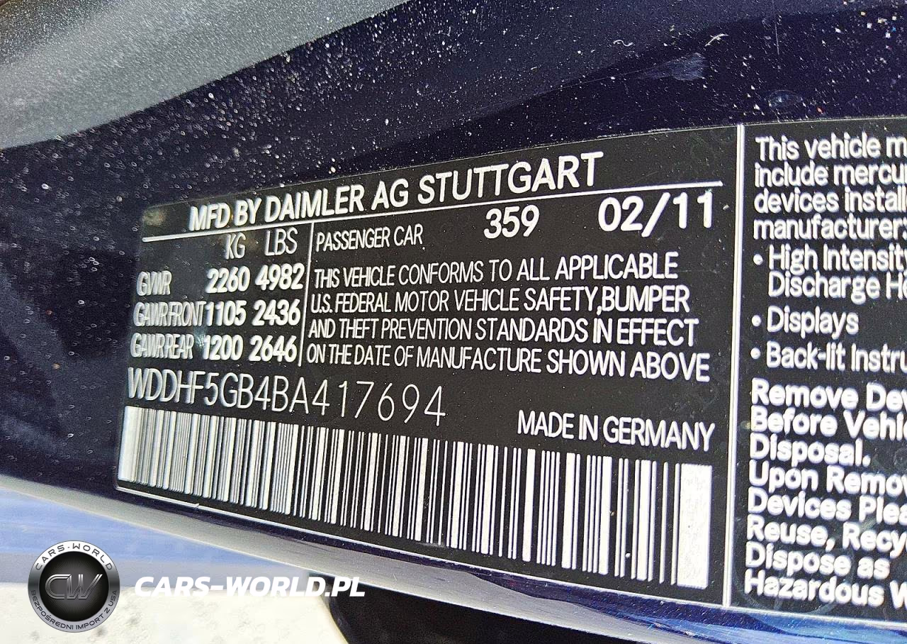 2011 Mercedes-Benz E 350 VIN:WDDHF5GB4BA417694 - 12