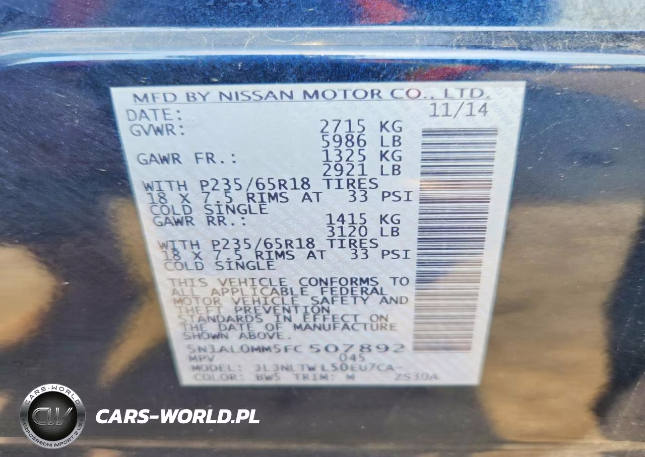 2015 Infiniti Qx60 Base VIN:5N1AL0MM5FC507892 - 12