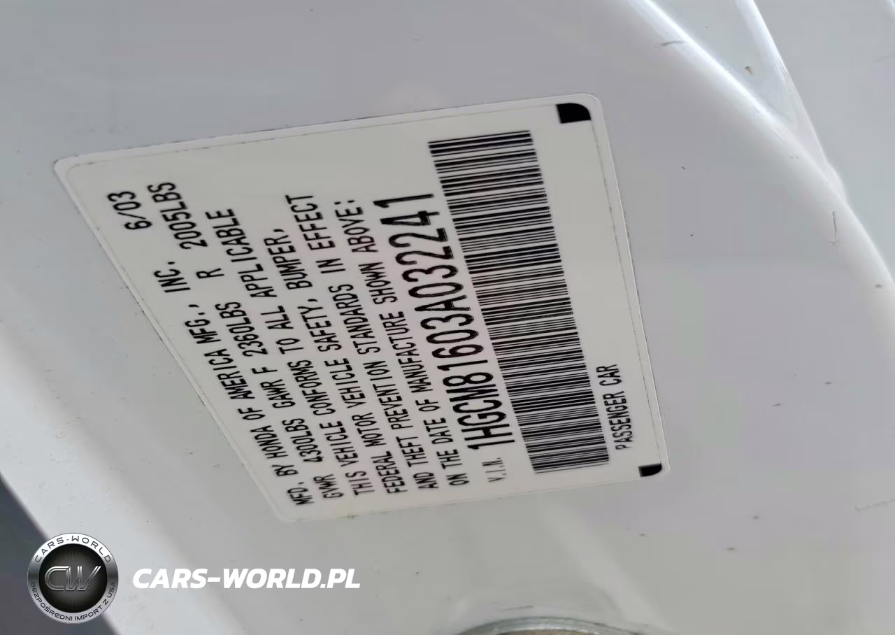 2003 Honda Accord Ex VIN:1HGCM81603A032241 - 12