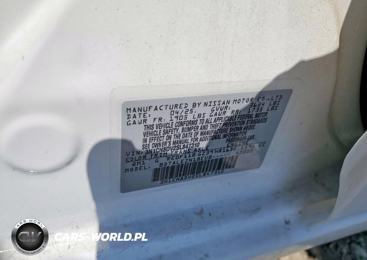 2025 Nissan Versa S VIN:3N1CN8DV2SL847310 - 12