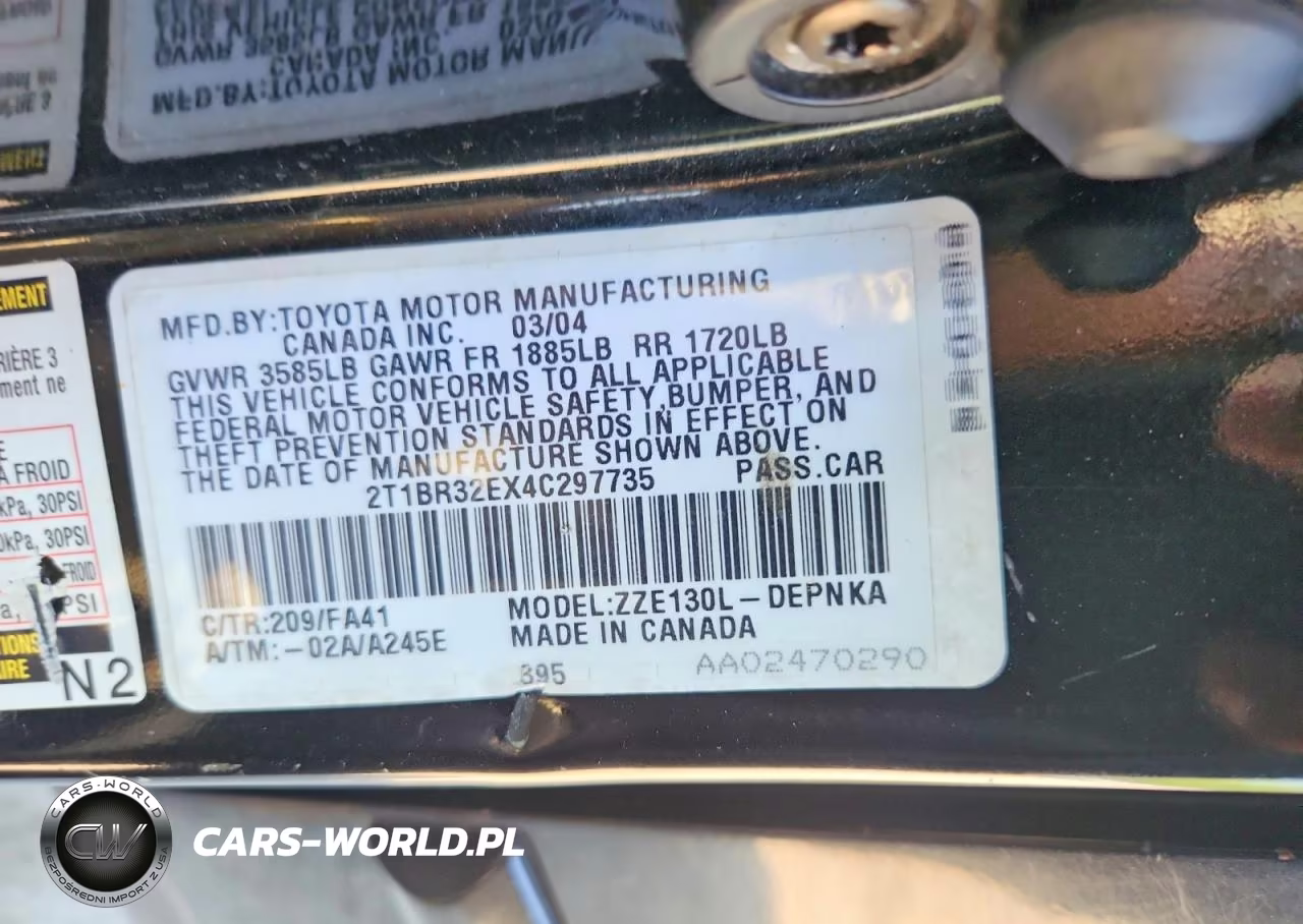 2004 Toyota Corolla Le VIN:2T1BR32EX4C297735 - 12