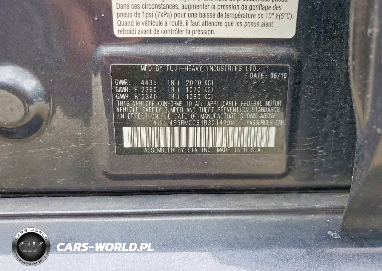 2011 Subaru Legacy 2.5I Premium VIN:4S3BMCC61B3214298 - 12