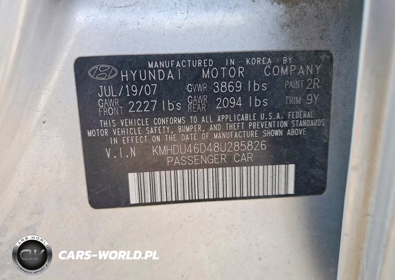 2008 Hyundai Elantra Gls VIN:KMHDU46D48U285826 - 12