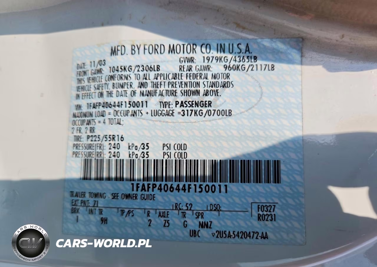 2004 Ford Mustang VIN:1FAFP40644F150011 - 12