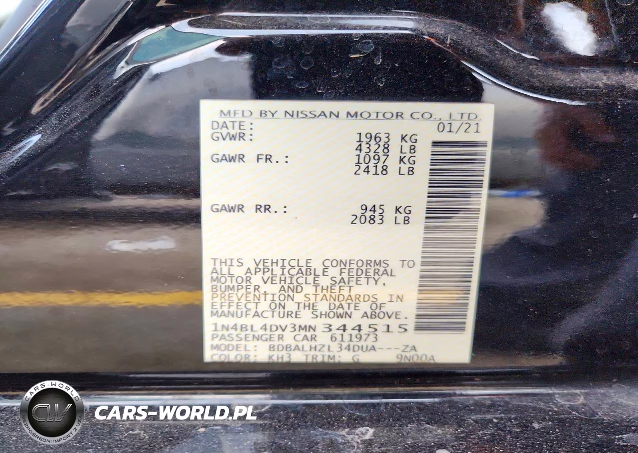 2021 Nissan Altima Sv VIN:1N4BL4DV3MN344515 - 13