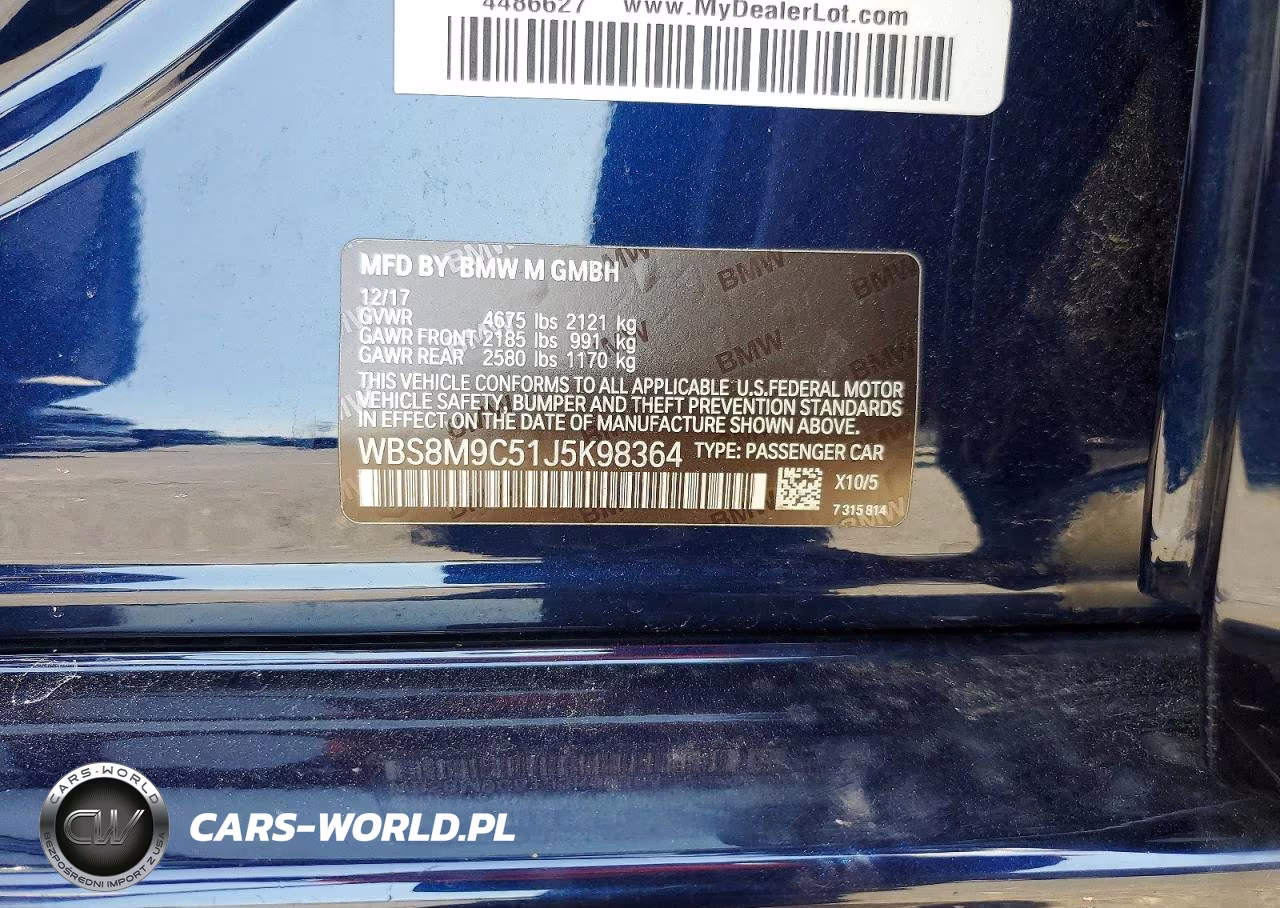 2018 BMW M3 VIN:WBS8M9C51J5K98364 - 13