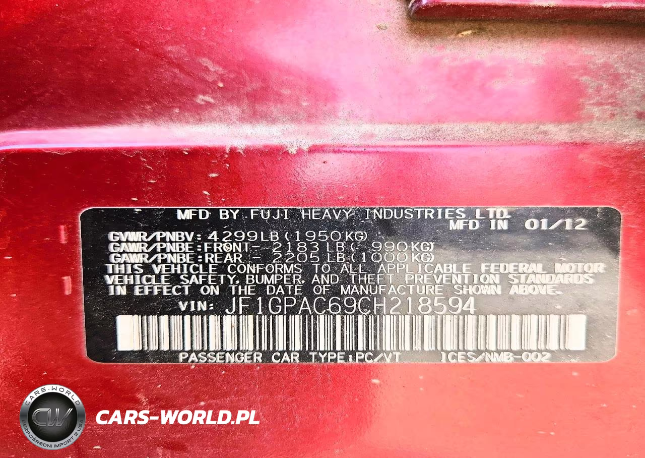 2012 Subaru Impreza Premium VIN:JF1GPAC69CH218594 - 12