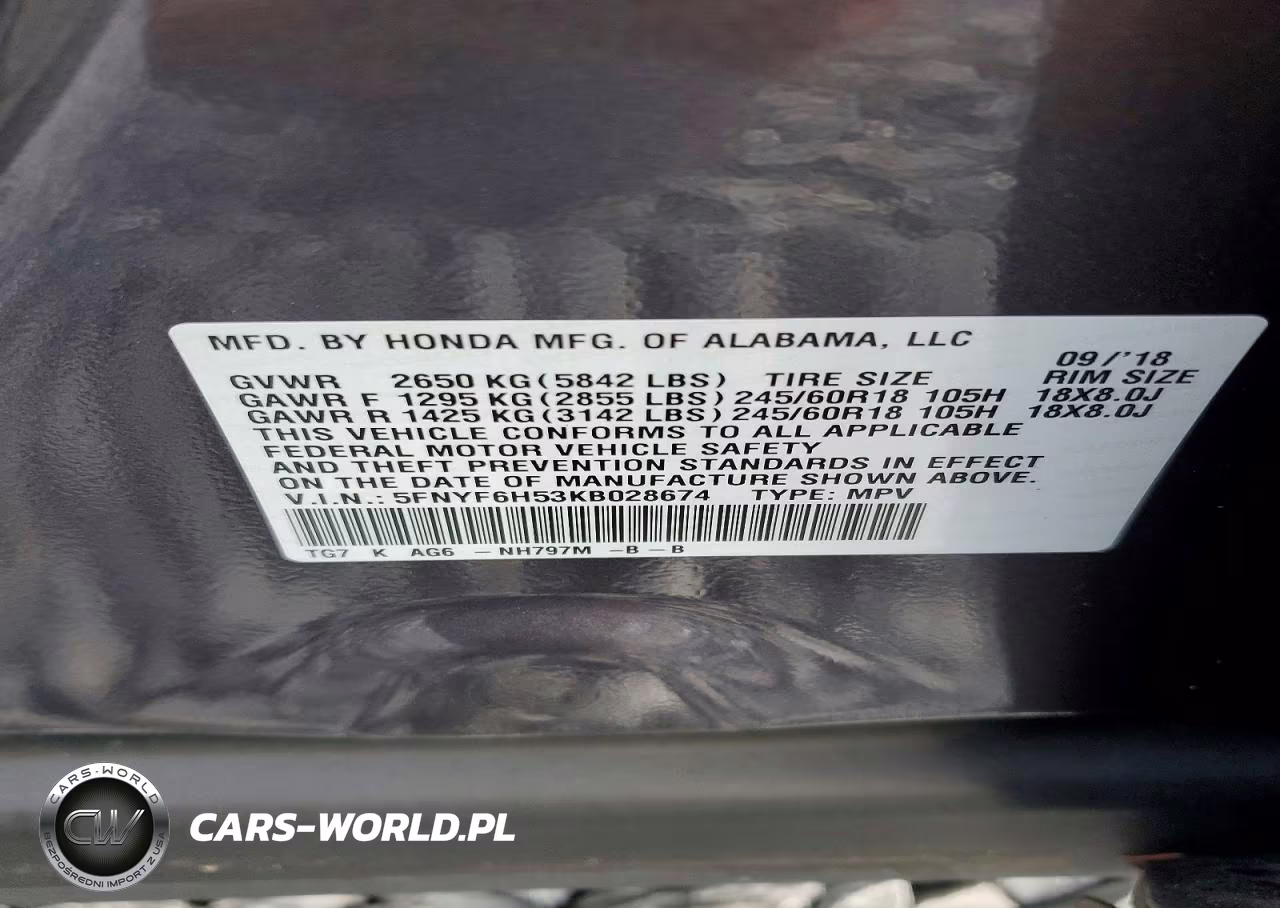 2019 Honda Pilot Exl VIN:5FNYF6H53KB028674 - 13