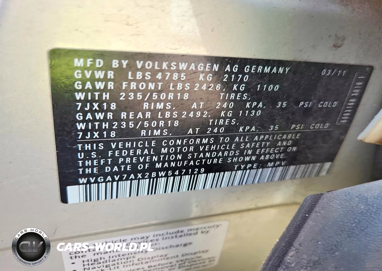 2011 Volkswagen Tiguan S VIN:WVGAV7AX2BW547129 - 13