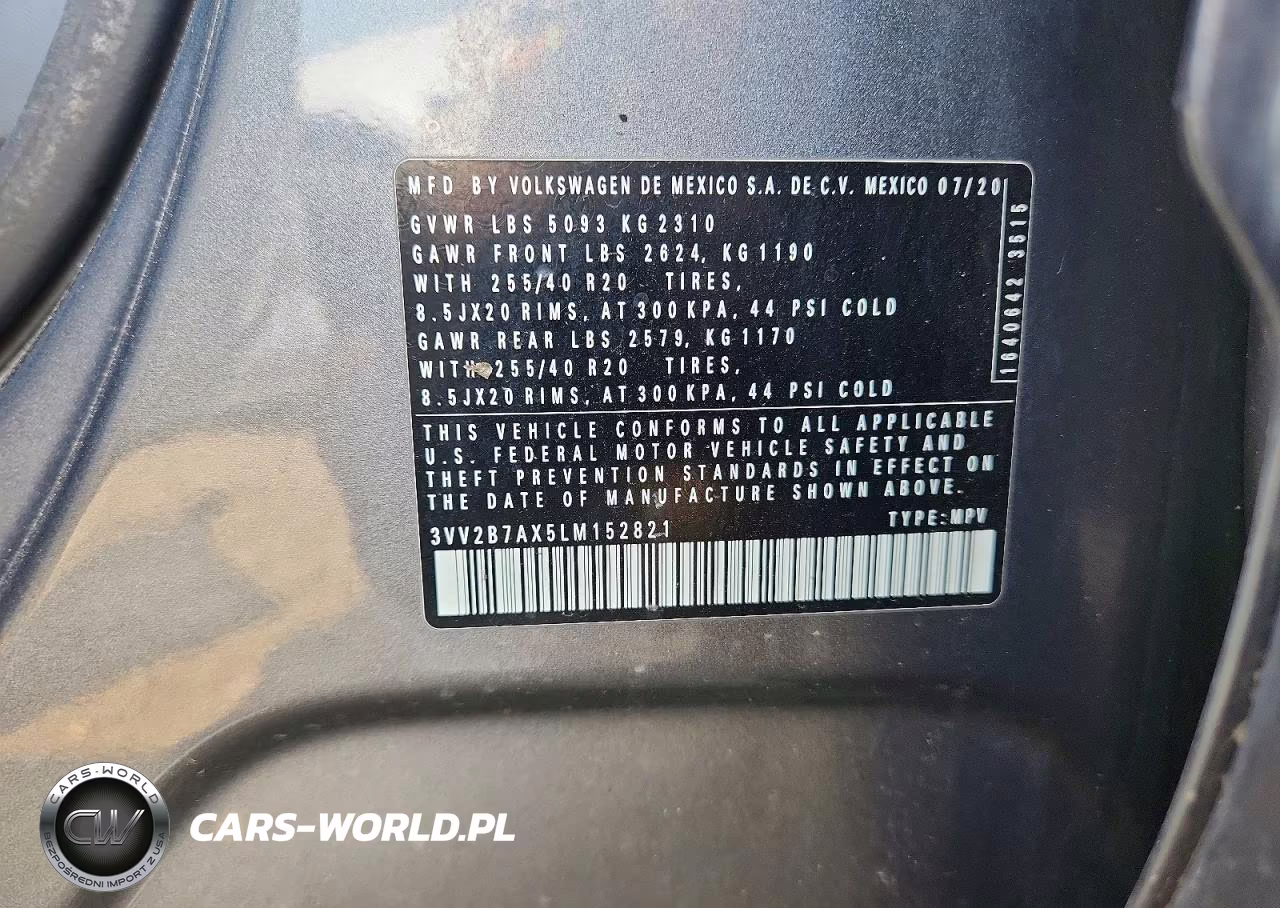 2020 Volkswagen Tiguan Se VIN:3VV2B7AX5LM152821 - 14
