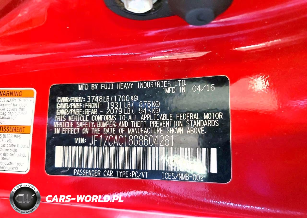 2016 Subaru Brz 2.0 Limited VIN:JF1ZCAC18G8604261 - 12