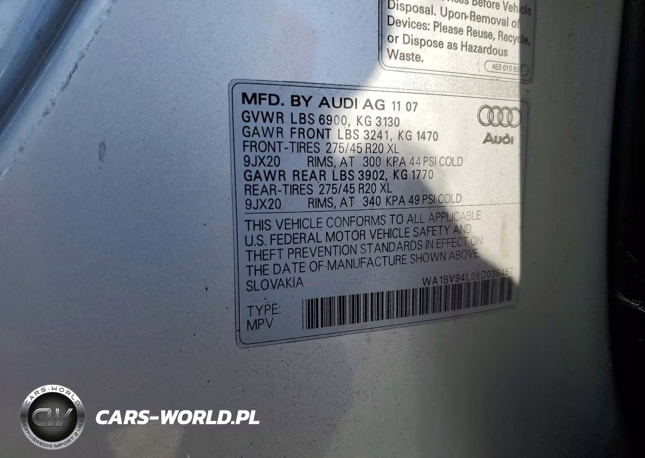 2008 Audi Q7 4.2 Quattro Premium VIN:WA1BV94L08D038457 - 12
