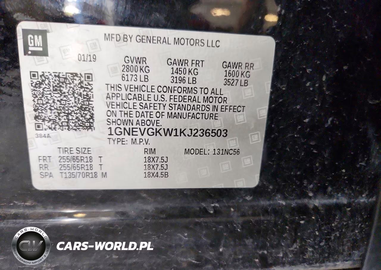 2019 Chevrolet Traverse Lt VIN:1GNEVGKW1KJ236503 - 13