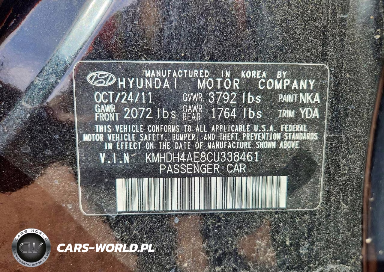 2012 Hyundai Elantra Gls VIN:KMHDH4AE8CU338461 - 12