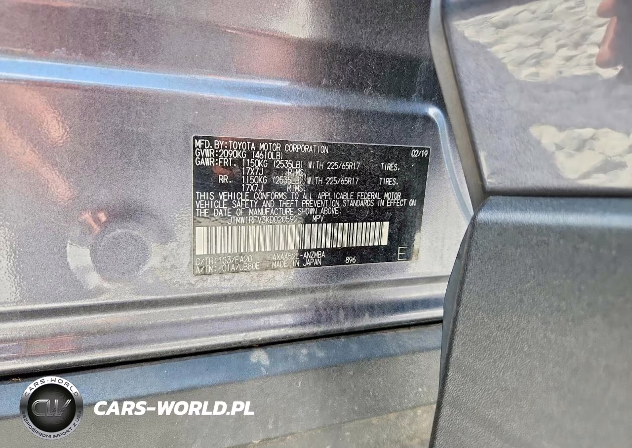 2019 Toyota Rav4 Xle VIN:JTMW1RFV3KD020592 - 13