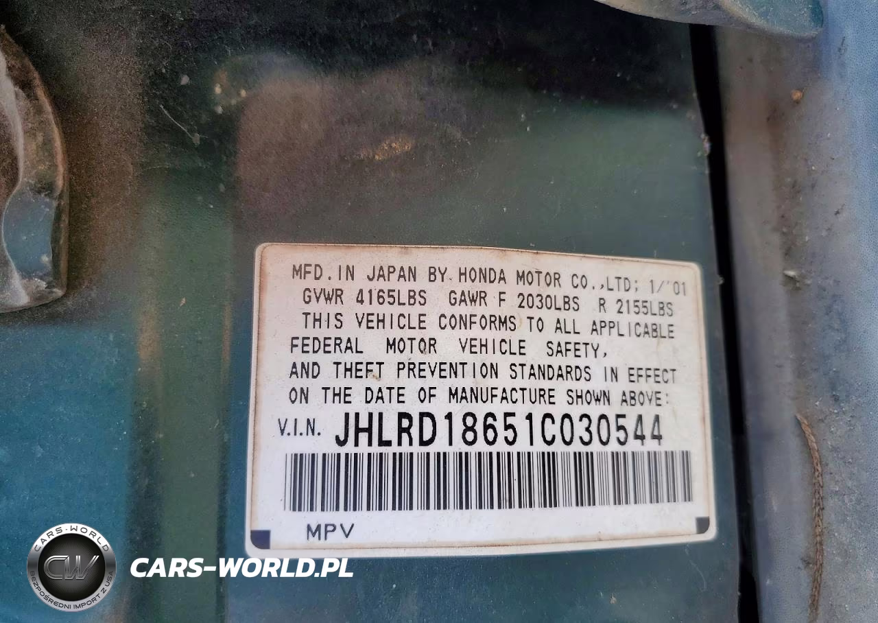 2001 Honda Cr-V Ex VIN:JHLRD18651C030544 - 13