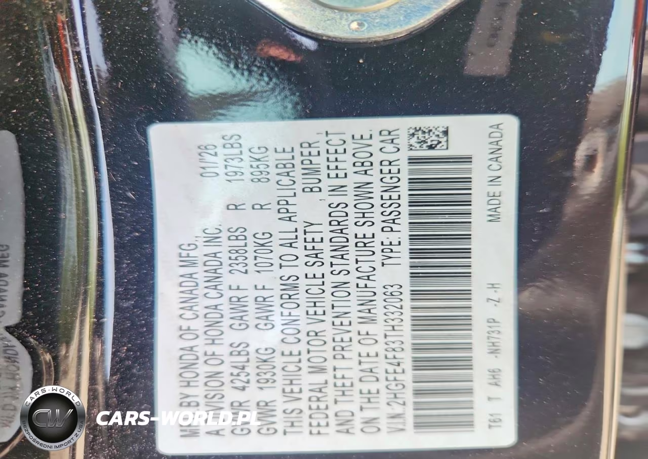 2026 Honda Civic Sport VIN:2HGFE4F83TH332063 - 12