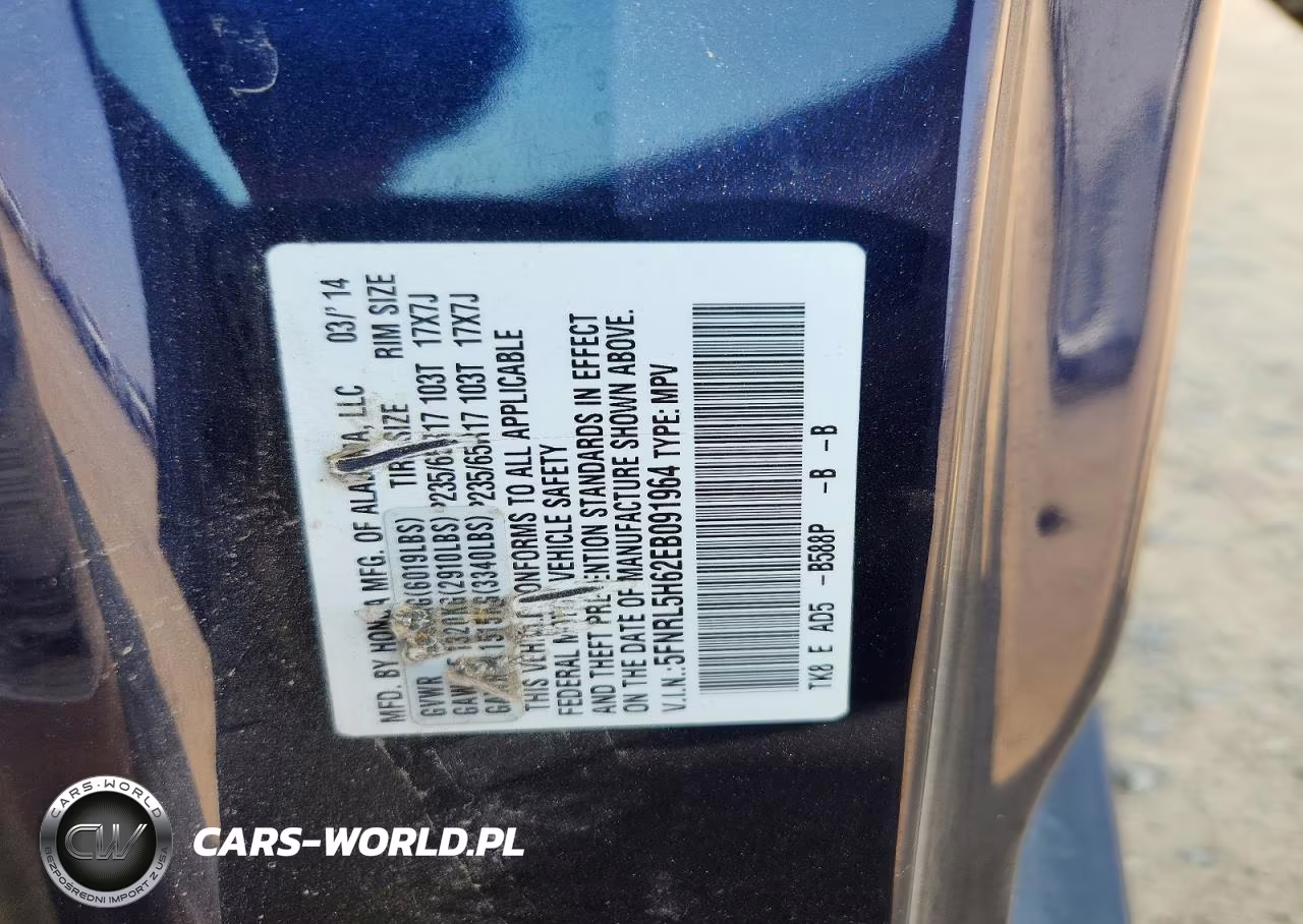 2014 Honda Odyssey Exl VIN:5FNRL5H62EB091964 - 13