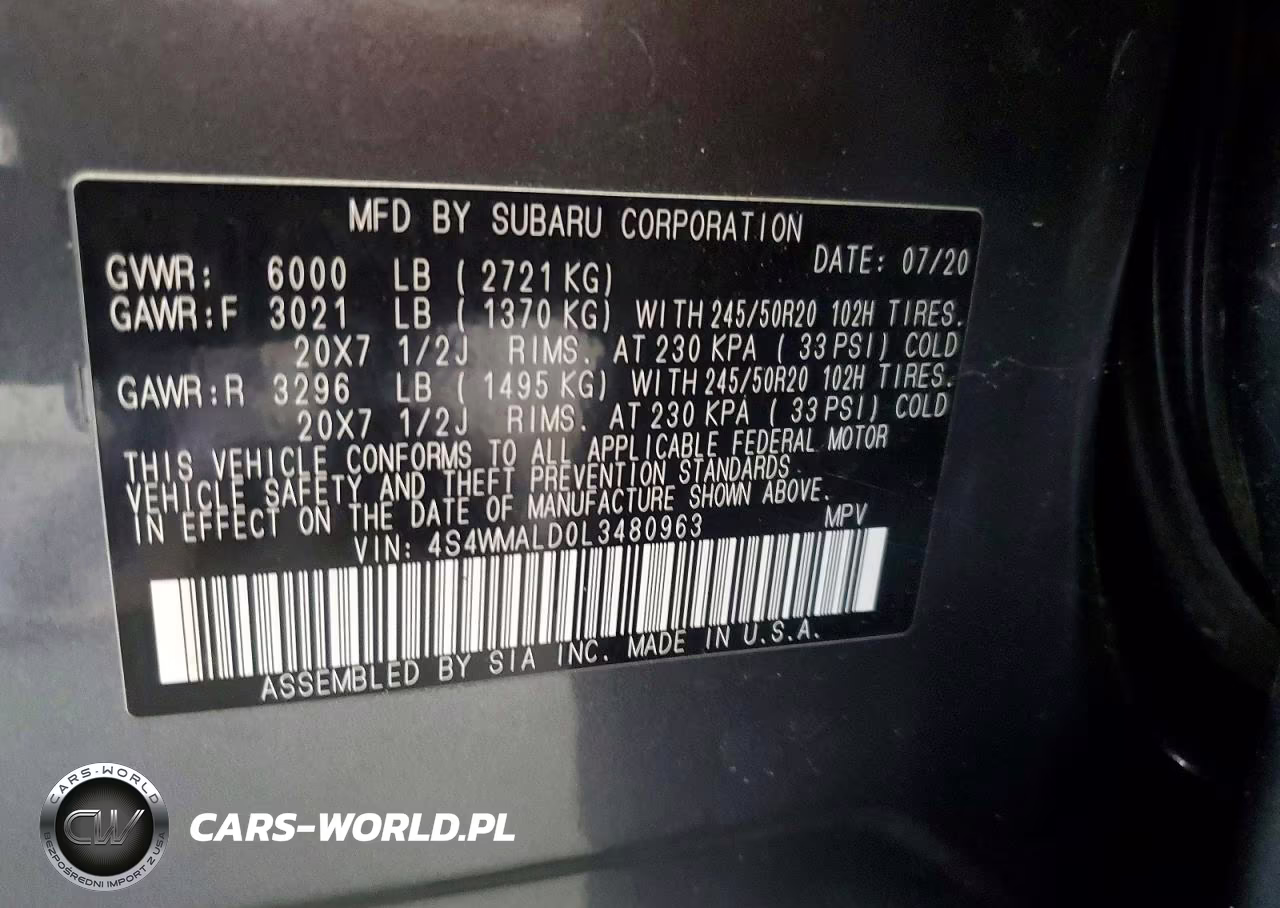 2020 Subaru Ascent Limited VIN:4S4WMALD0L3480963 - 13