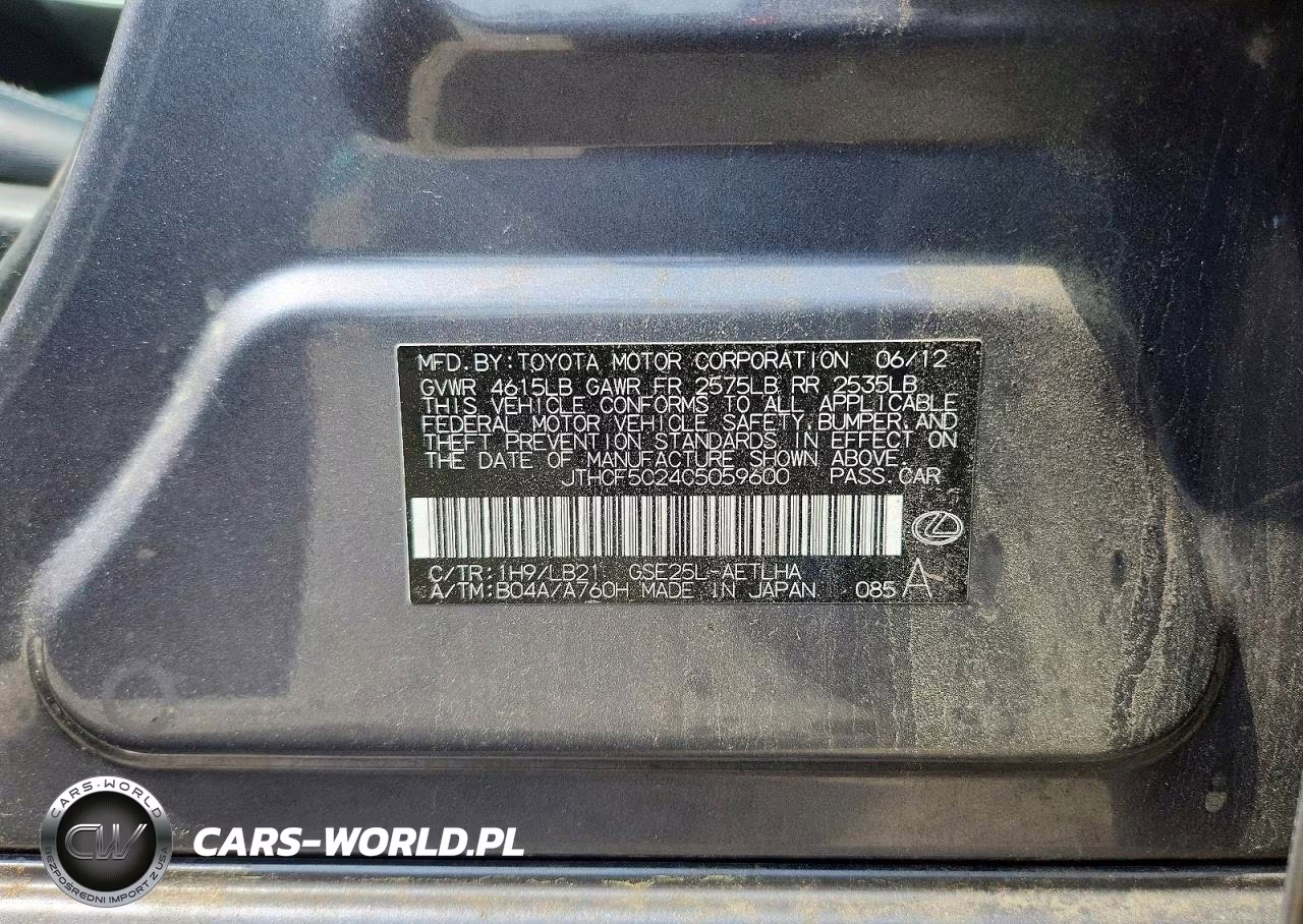 2012 Lexus Is 250 VIN:JTHCF5C24C5059600 - 13