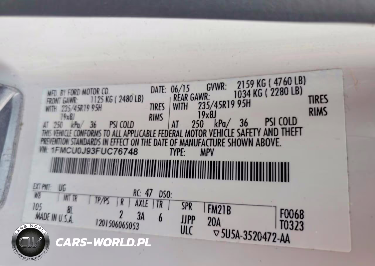2015 Ford Escape Titanium VIN:1FMCU0J93FUC76748 - 13