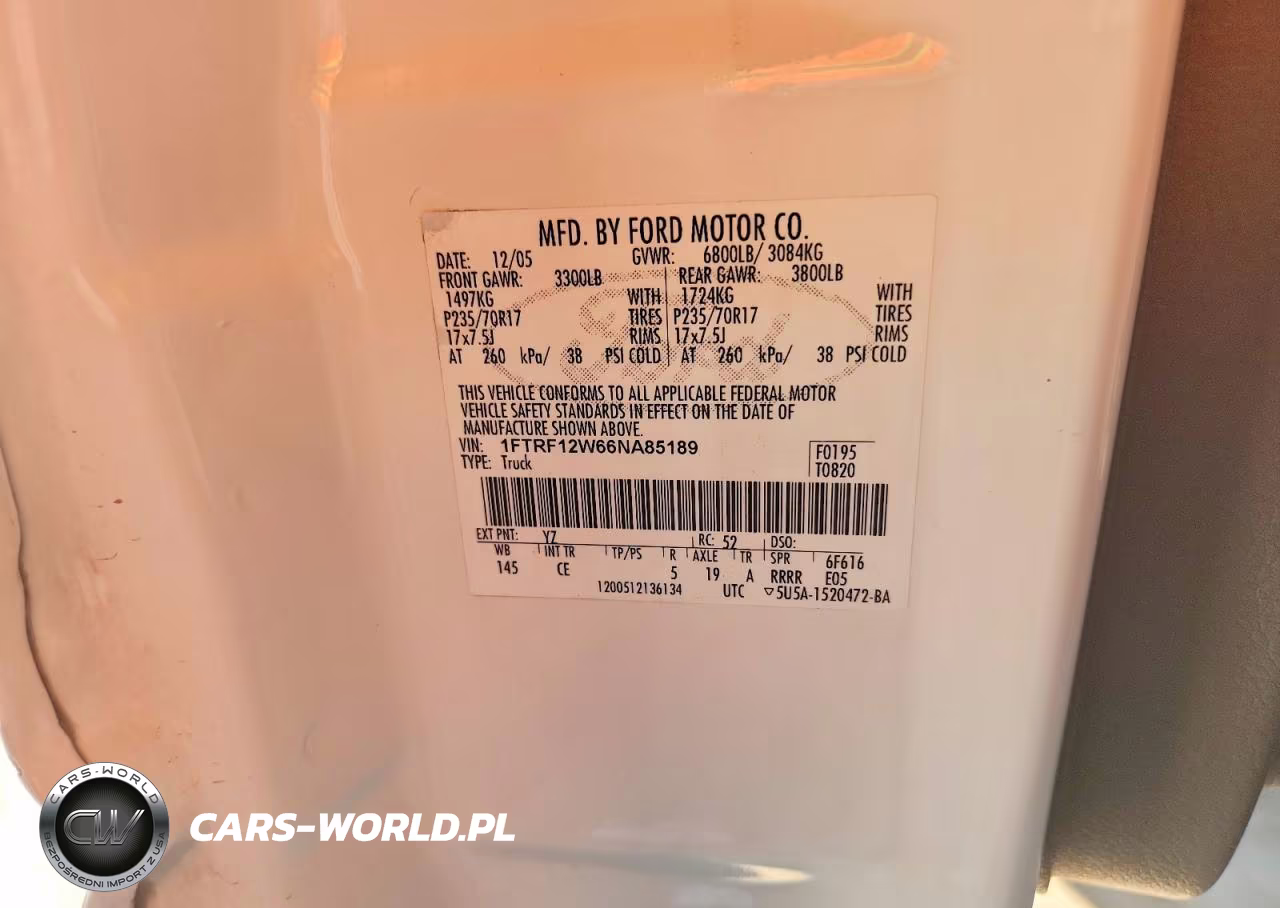 2006 Ford F150 VIN:1FTRF12W66NA85189 - 12