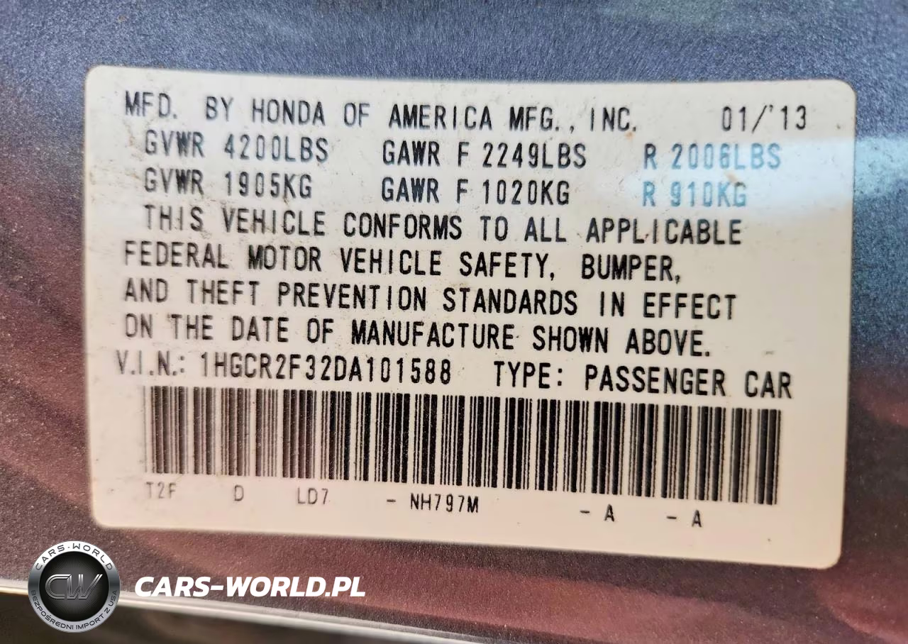 2013 Honda Accord Lx VIN:1HGCR2F32DA101588 - 12