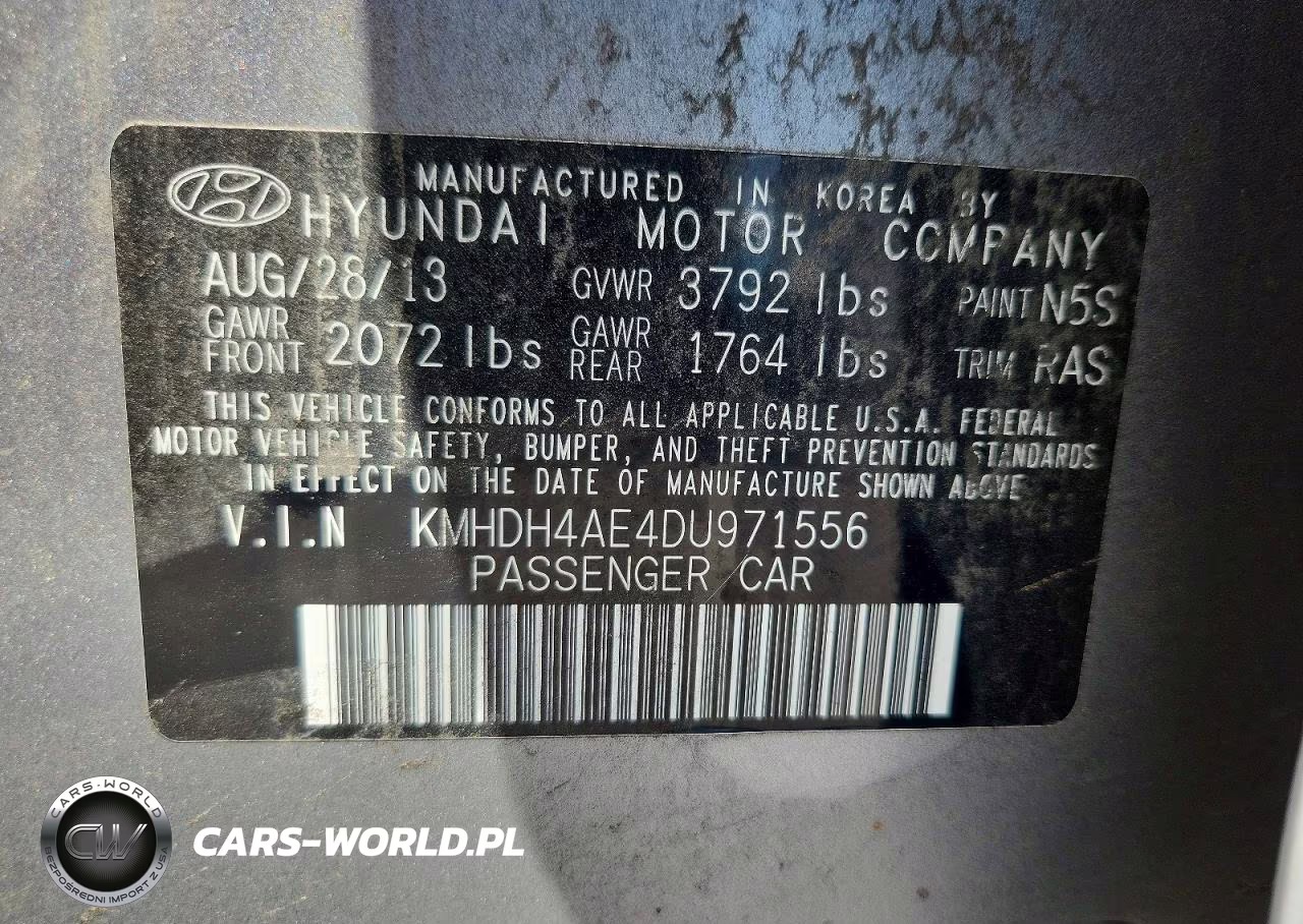 2013 Hyundai Elantra Gls VIN:KMHDH4AE4DU971556 - 13