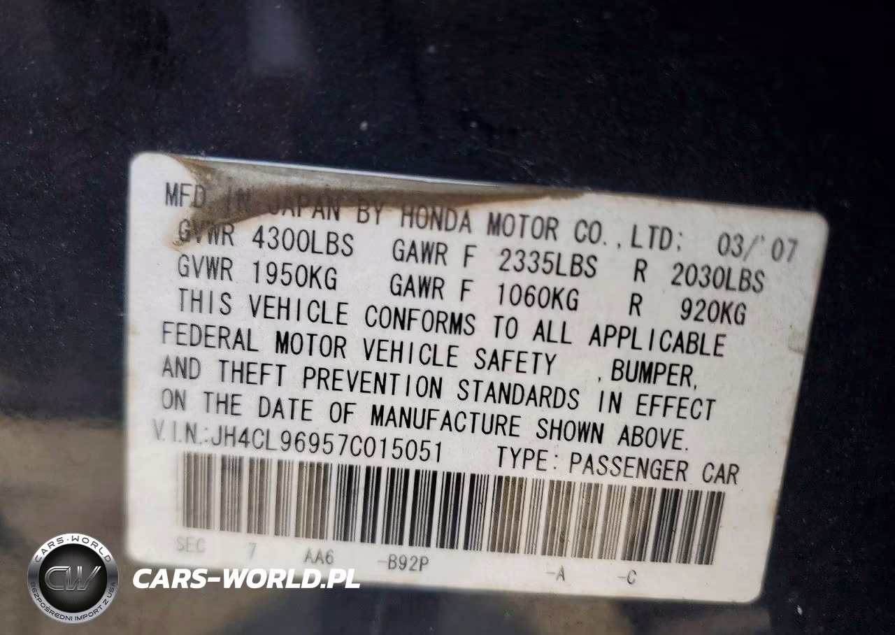 2007 Acura Tsx VIN:JH4CL96957C015051 - 12
