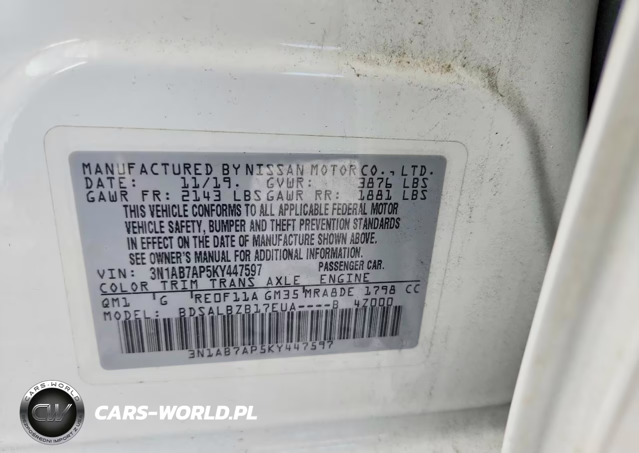 2019 Nissan Sentra S VIN:3N1AB7AP5KY447597 - 12