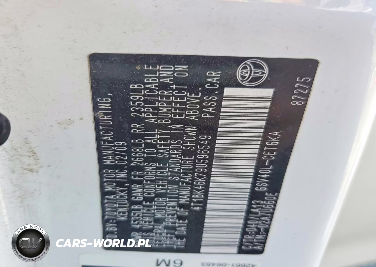 2009 Toyota Camry Xle V6 VIN:4T1BK46K79U596549 - 12