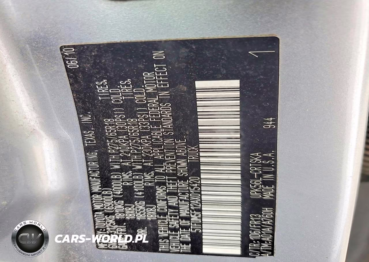 2010 Toyota Tundra Double Cab Sr5 VIN:5TFUM5F12AX015420 - 12