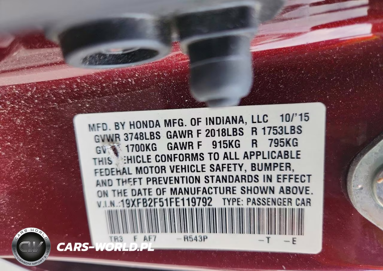 2015 Honda Civic Lx VIN:19XFB2F51FE119792 - 13