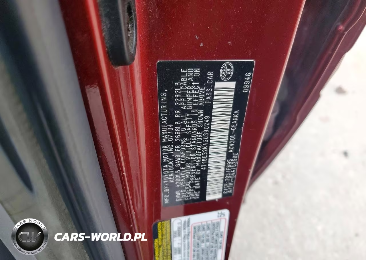 2005 Toyota Camry Le VIN:4T1BE32K45U390249 - 12